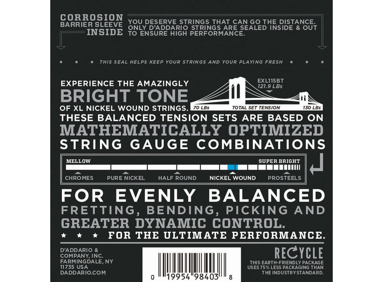 D'Addario EXL115BT BalTen El. gitar strenger (011-050) 